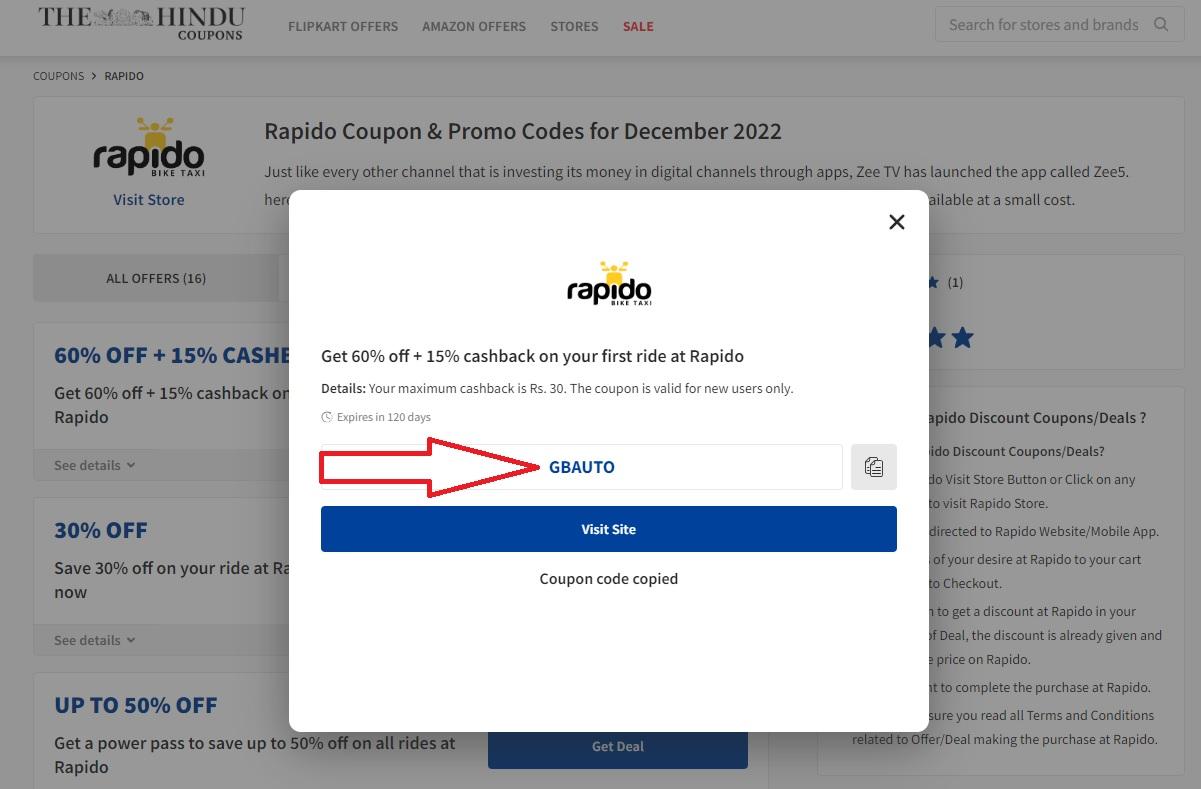 Rapido first sales user offer