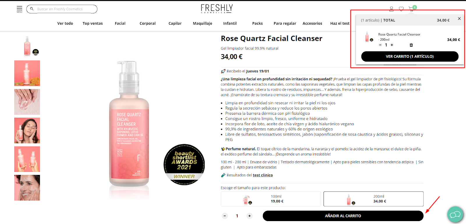 Imagen 6: Usar código promocional en Freshly Cosmetics