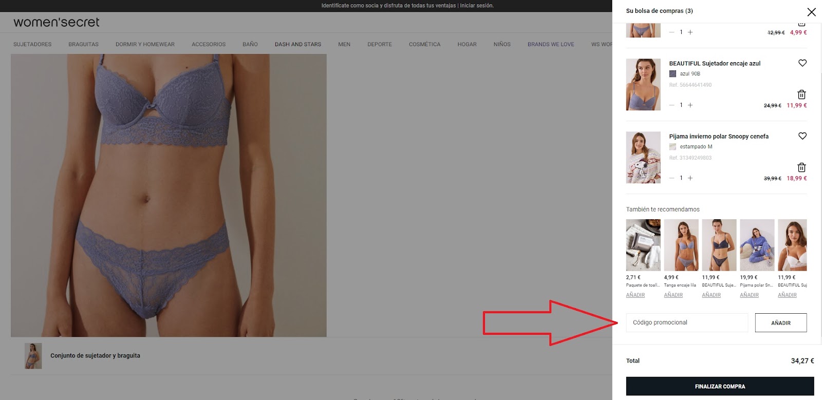 Imagen 2: Usar código promocional en Women Secret