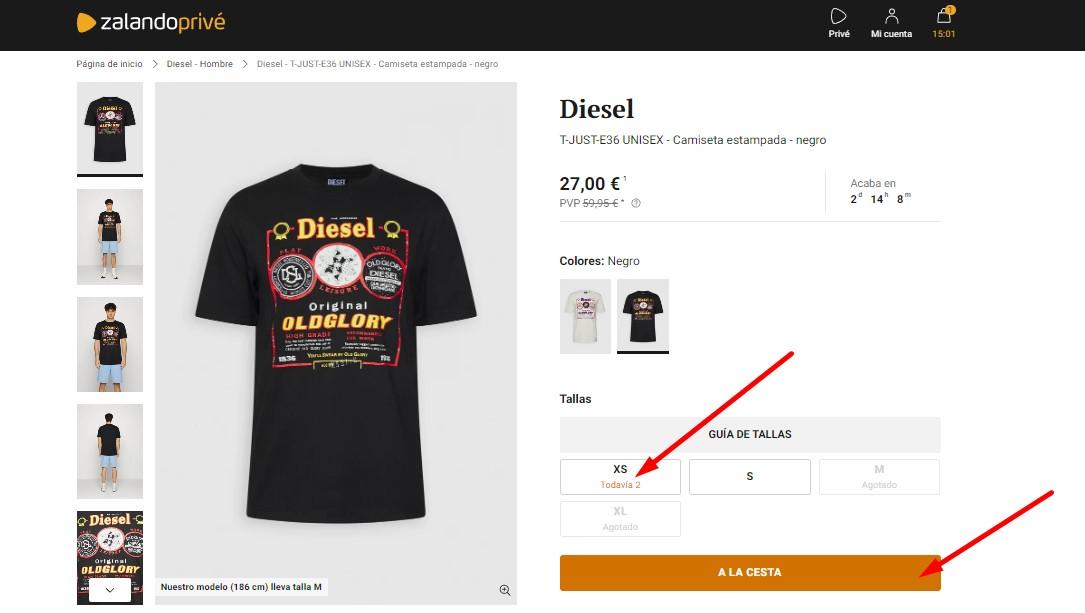 Imagen 7: Usar código promocional en Zalando Prive