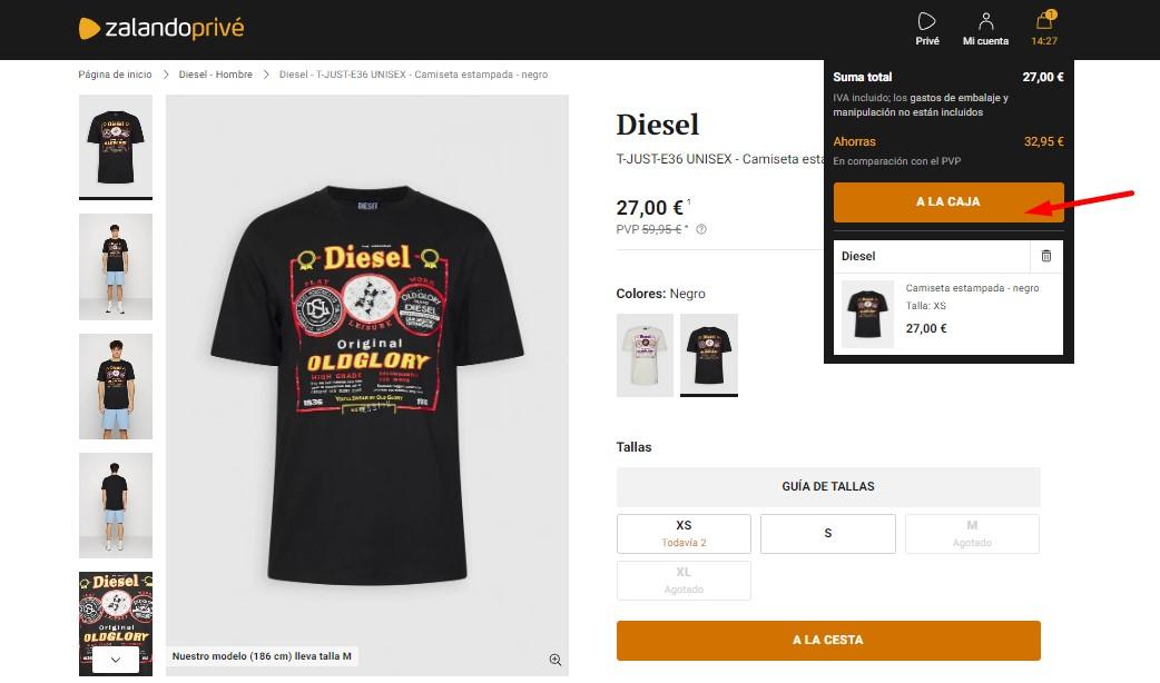 Imagen 8: Usar código promocional en Zalando Prive