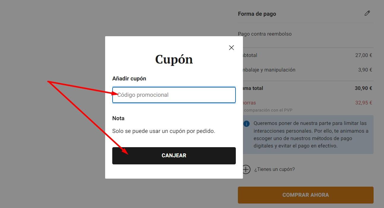 Imagen 10: Usar código promocional en Zalando Prive