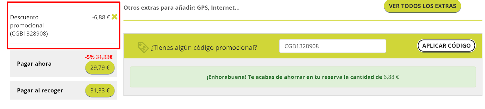 Imagen 8: Usar código promocional en Goldcar