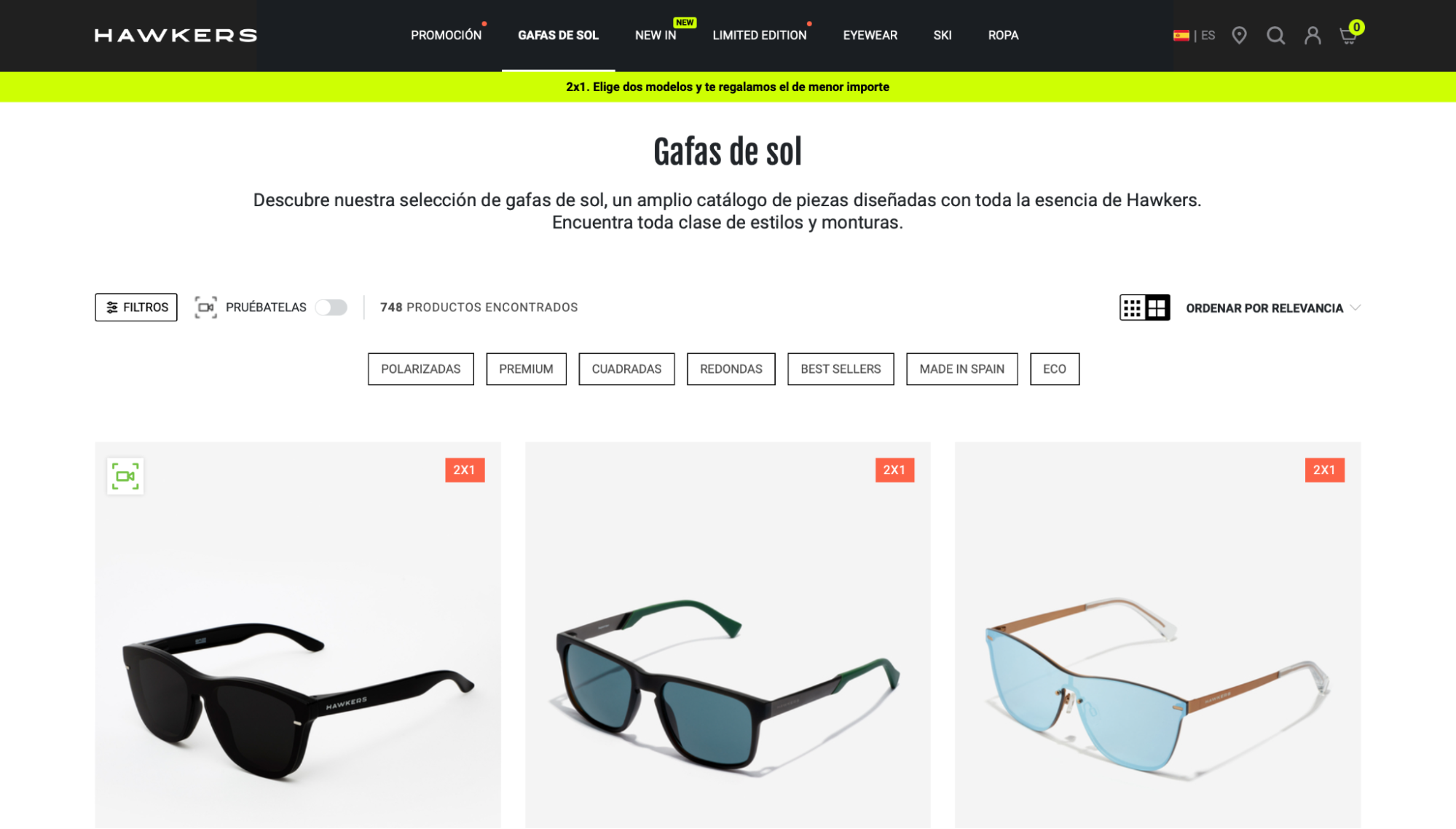Gafas de sol de hombre rectangulares transparentes con lentes polarizadas ·  Hawkers · El Corte Inglés