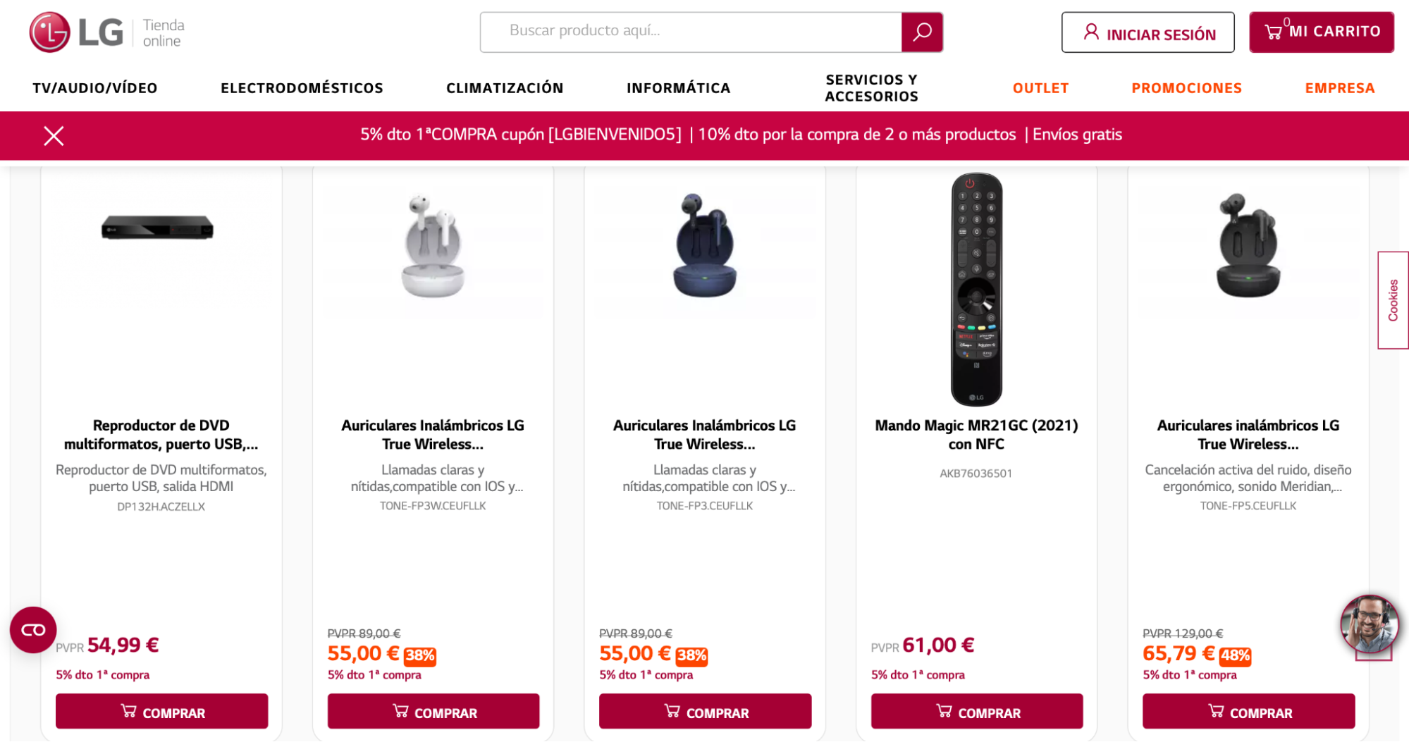 Usar código promocional en LG