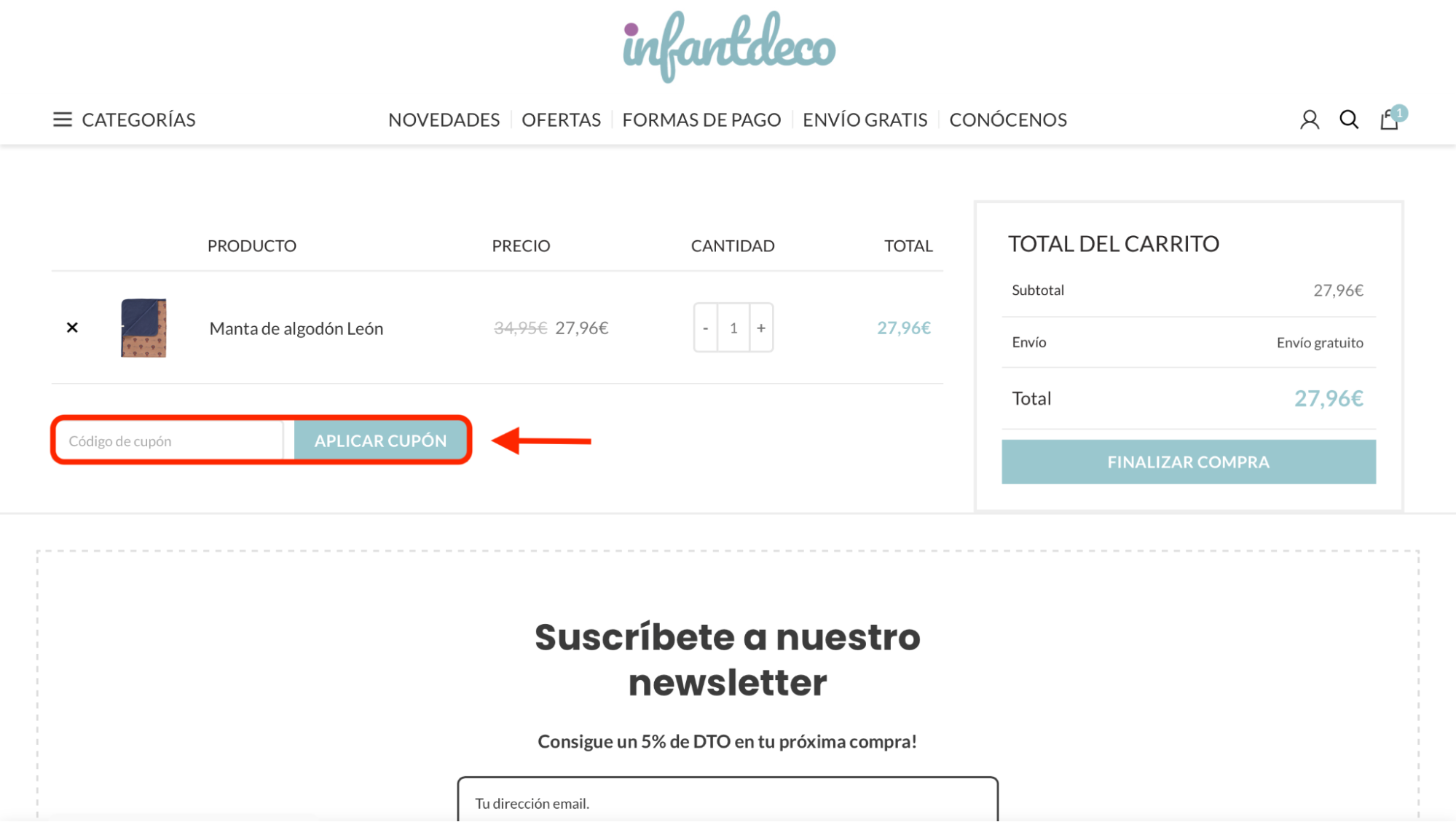 Imagen 9: Usar código promocional en Infantdeco