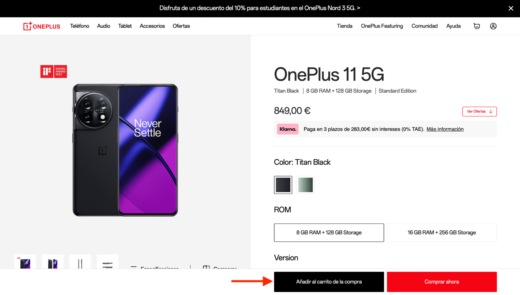 Imagen 6: Usar código promocional en OnePlus