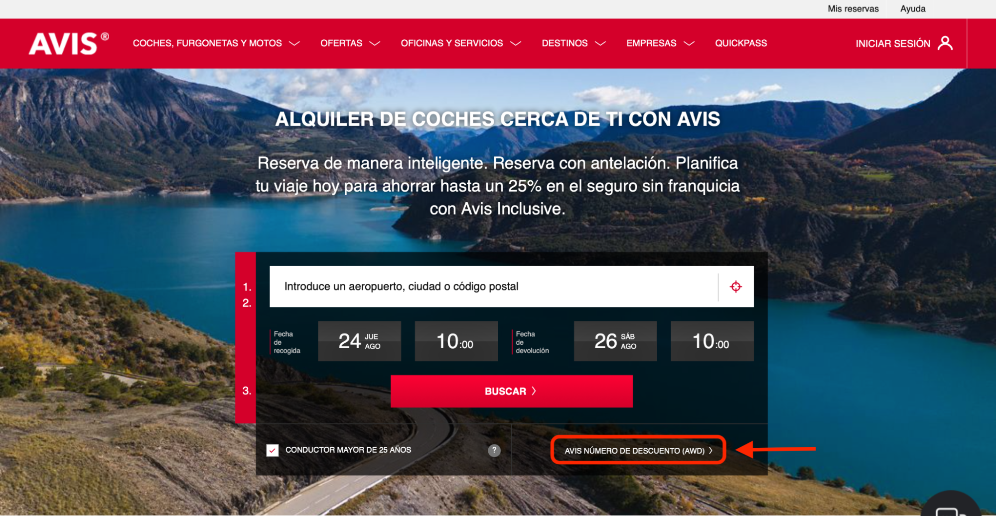 Imagen 7: Usar código promocional en Avis