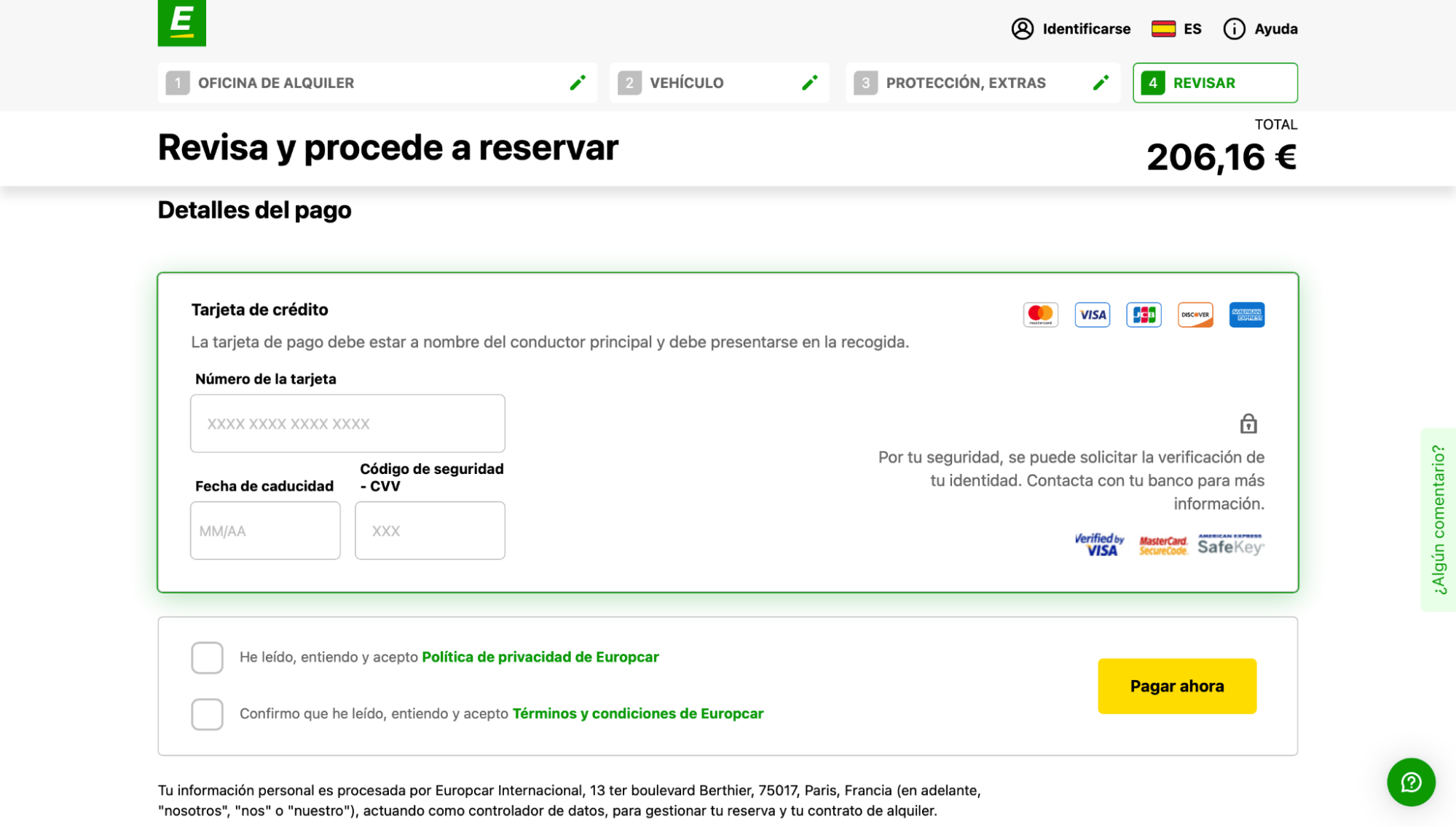 Imagen 11: Usar código promocional en Europcar