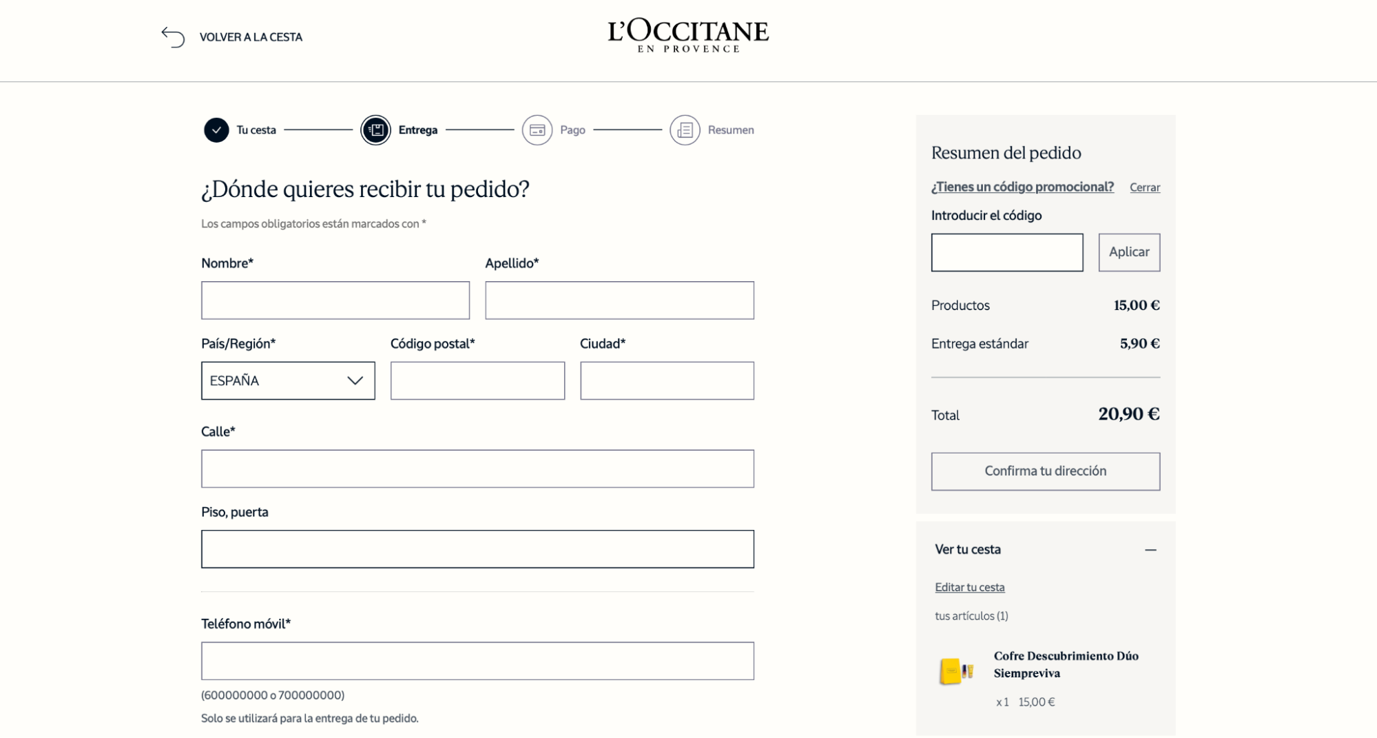 Imagen 11: Usar código promocional en L'Occitane