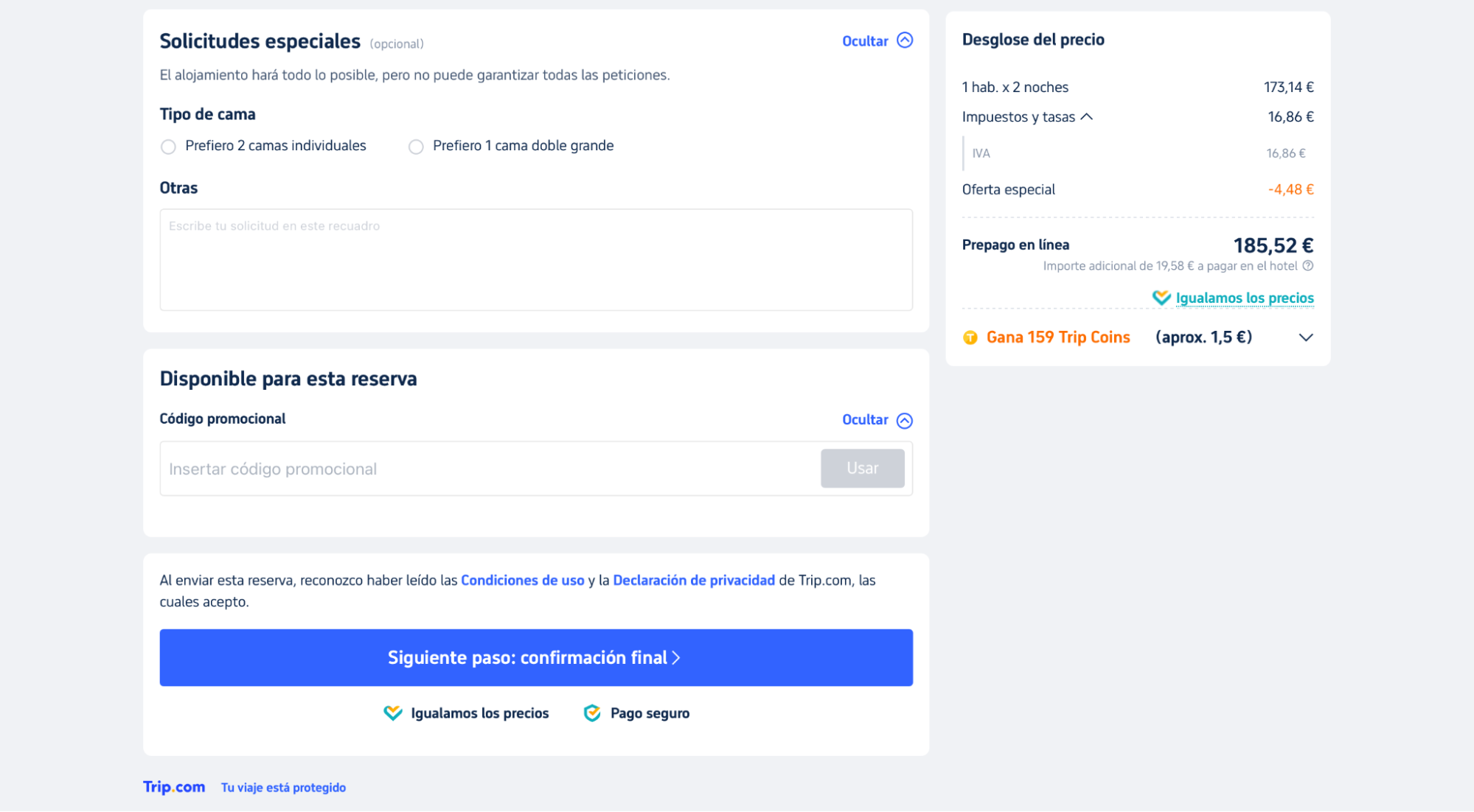 Imagen 11: Usar código promocional en Trip.com