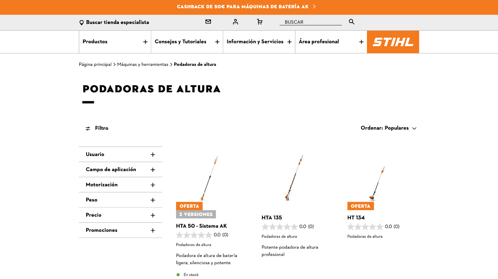 Usar código promocional en STIHL