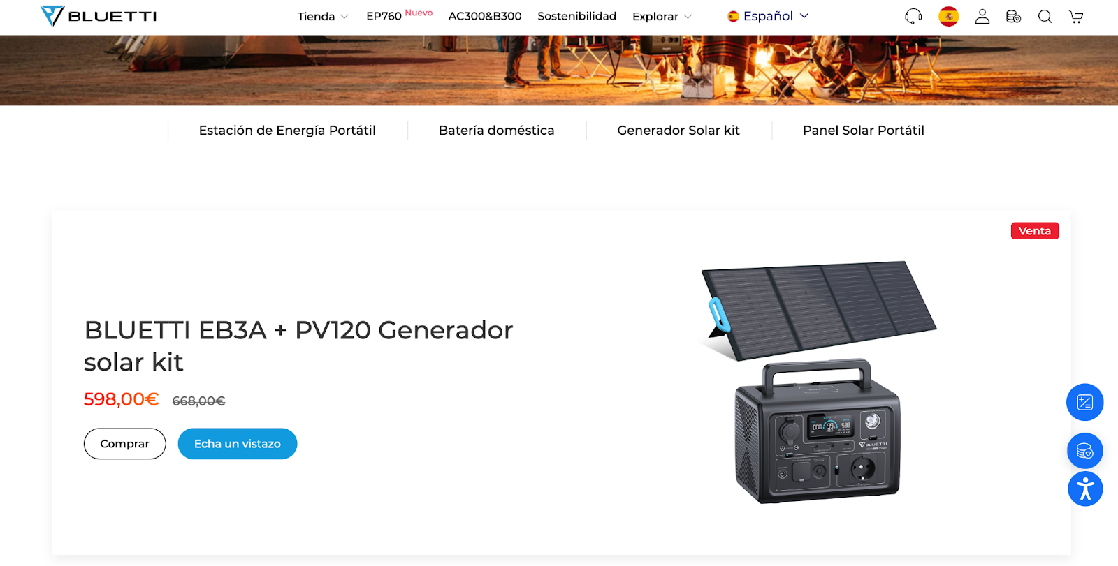 Generador Solar BLUETTI AC180 con Panel Solar PV120, Generador