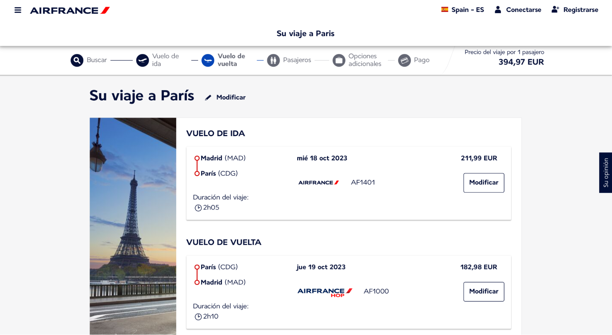 Imagen 11: Usar código promocional en Air France