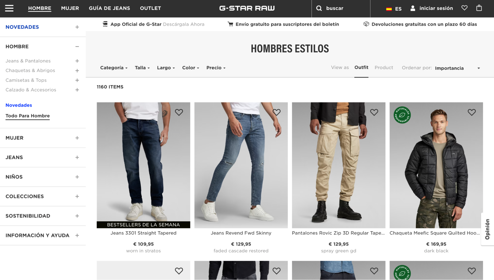 Comprar online prendas exclusivas G-Star