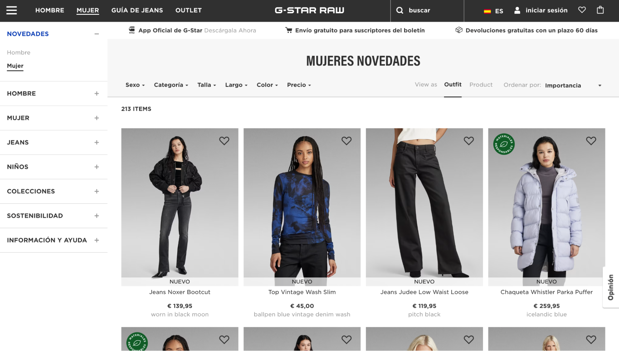 G-Star Raw Jeans tipo 89 para mujer