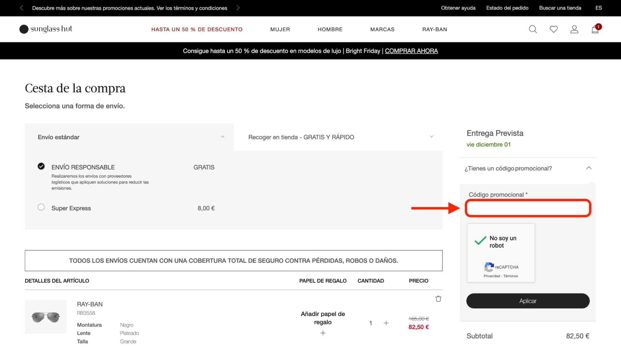 Imagen 9: Usar código promocional en Sunglass Hut