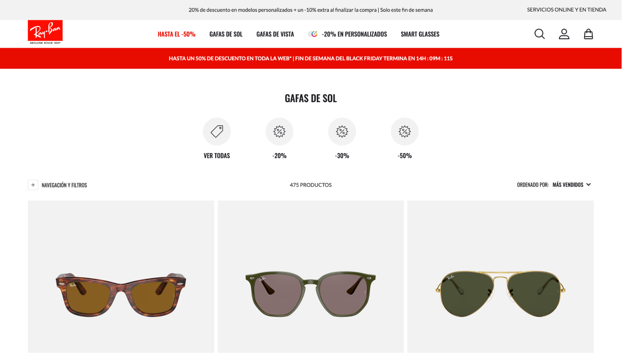 Usar código promocional en Ray-Ban