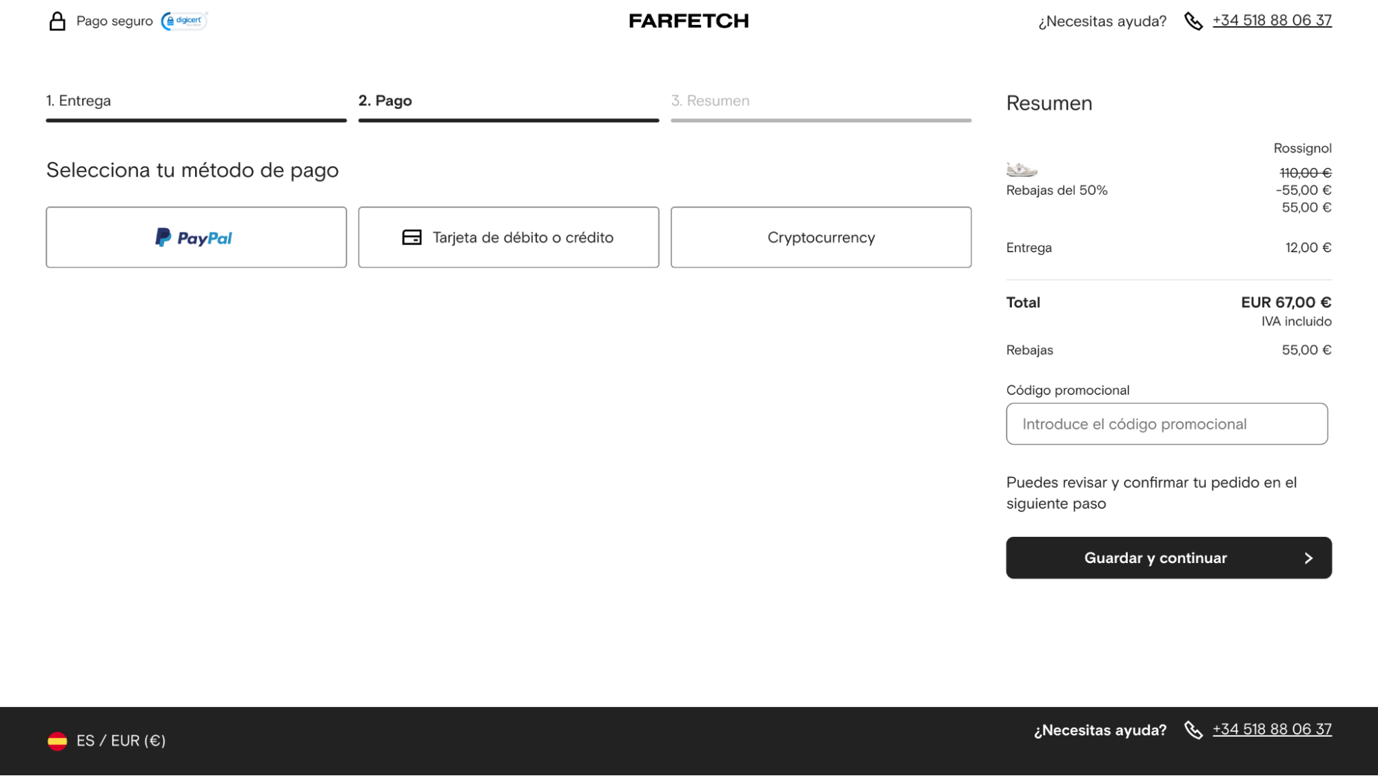 Imagen 5: Usar código promocional en FARFETCH