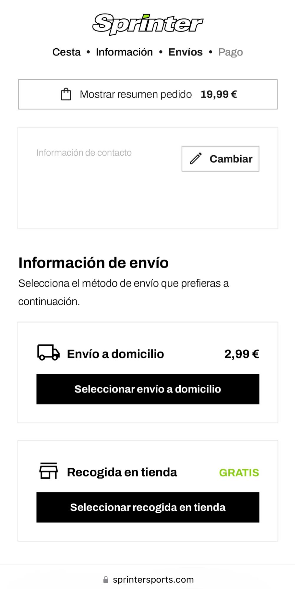 Imagen 5: Descuentos Sprinter en Público Imagen 5: Usar código promocional en Sprinter