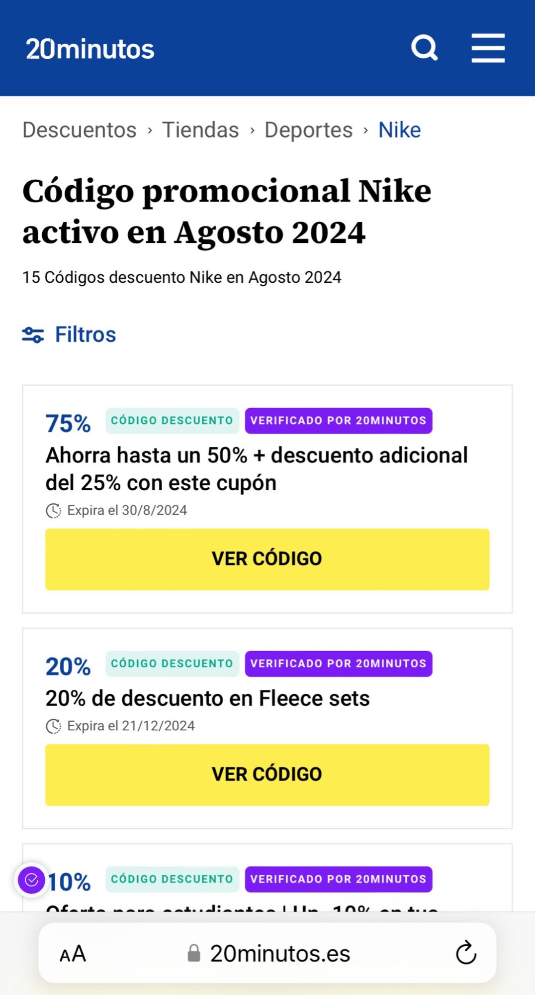 Descuentos Nike en Público Usar código promocional en Nike