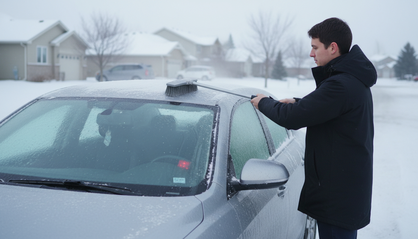 как чистить машину от снега