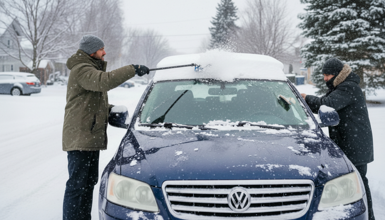 как чистить машину от снега