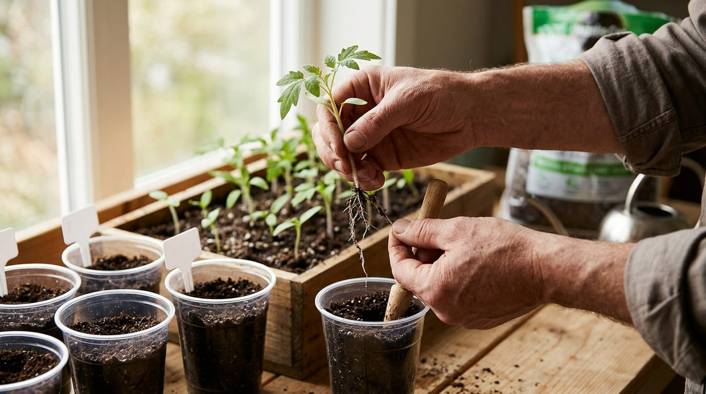 Пикировка рассады томатов в марте — пересадка сеянца в отдельный стаканчик