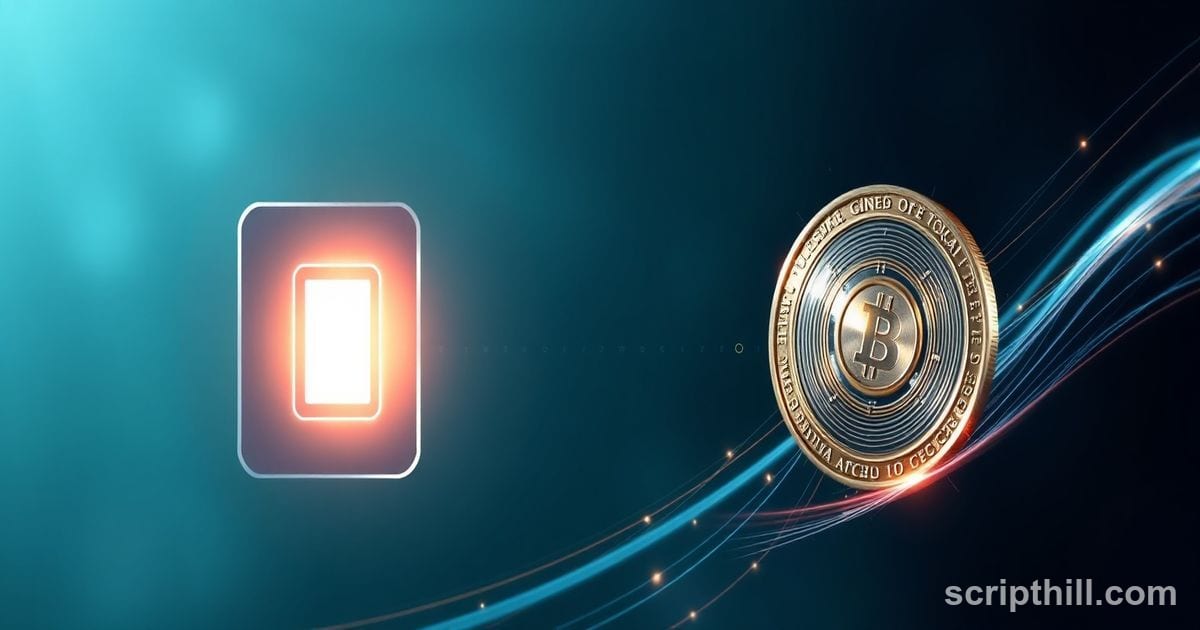 Abstract illustration showing a classical bit as a light switch and a quantum...