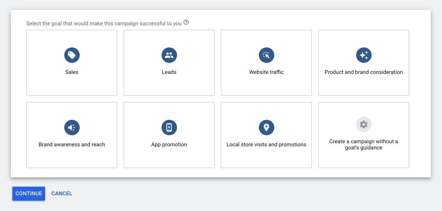Google Ads Set Up Goals