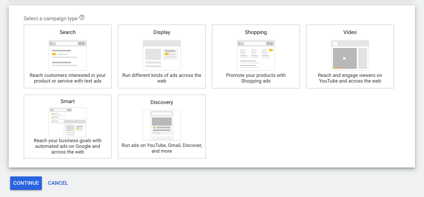 Google Ads Set Up Type