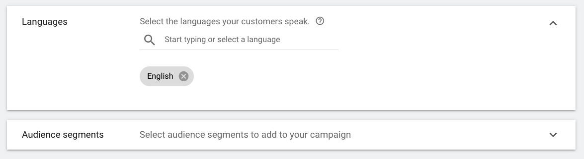 Google Ads Set Up Language Settings