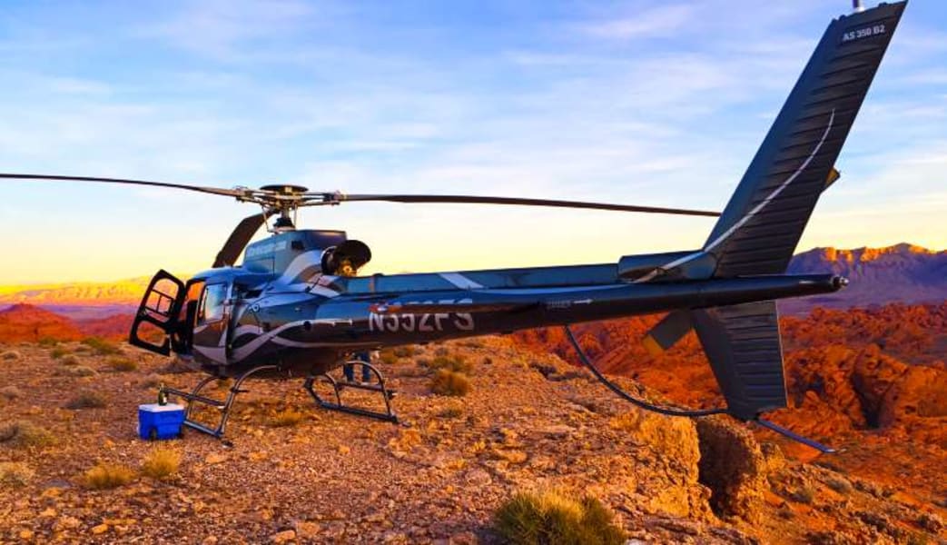 Sunset Grand Canyon and Valley of Fire Helicopter Tour with Champagne Landing, Las Vegas - 4 Hours (FREE ROUND TRIP SHUTTLE FROM HOTEL!)