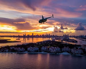 Private Helicopter Tour Complete Miami Sunset Tour - 50 Mins