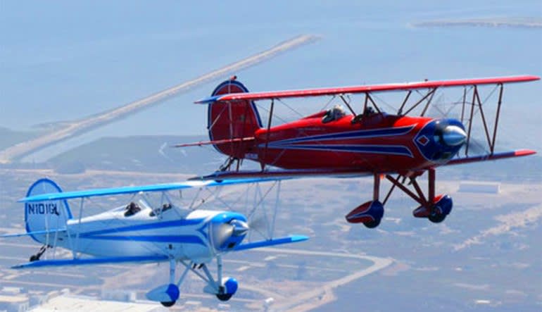 Biplane Formation Flight - San Diego Beach Run (Two Planes!)