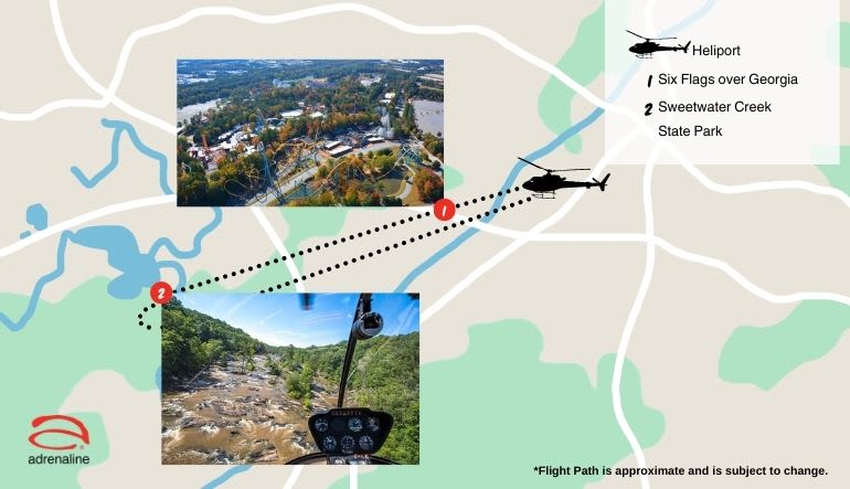 Private Helicopter Tour Atlanta, Six Flags and Sweetwater Creek - 10 Minutes