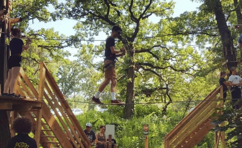 Beginner Zipline and Aerial Course Adventure Chicago, Western Springs - 1 Hour