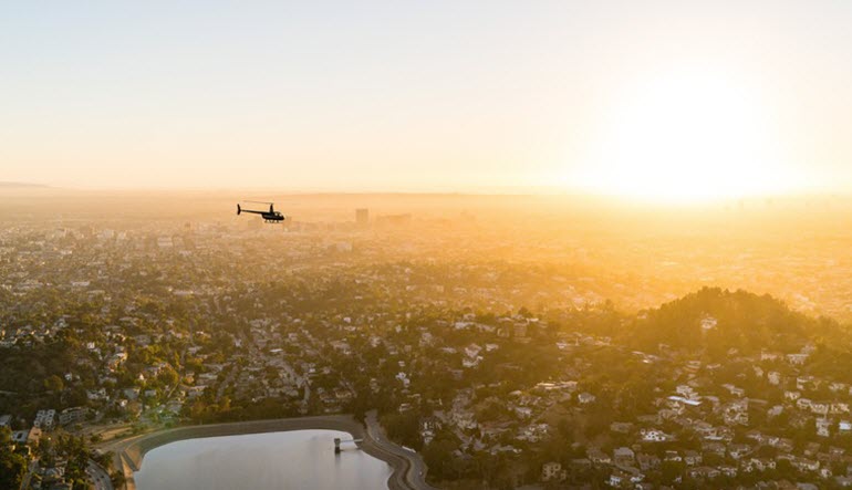 Image of Private Helicopter Tour Los Angeles, Sunset Champagne Flight