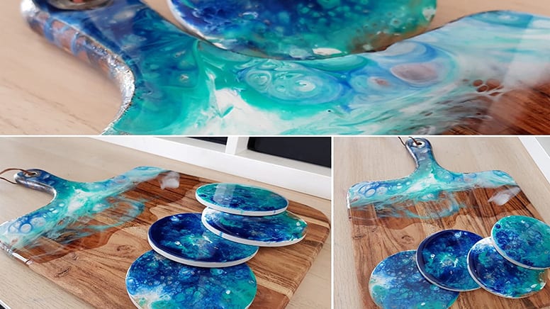 Epoxy Resin Art Class: Ocean Table Tray or your project, Oceanside