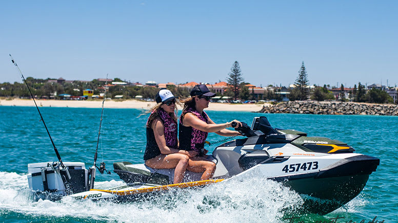 Cruising on jet skis and catching fish 