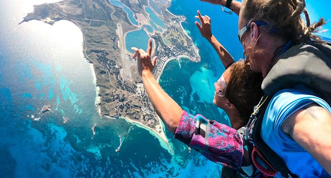 Skydiving over the beach