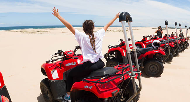 Sand dune quad bike adventure in Port Stephens