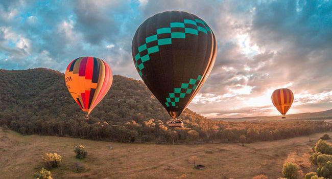 Hot air balloon in the hunter valley