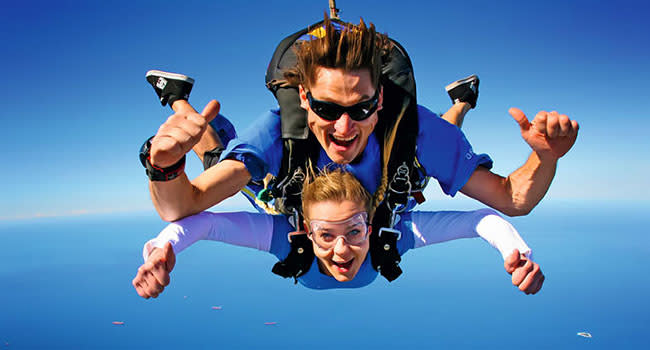 Skydiving over the beach, Wollongong