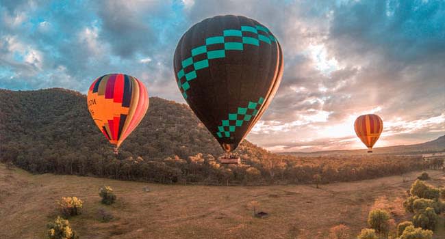 Flying in a hot air balloon