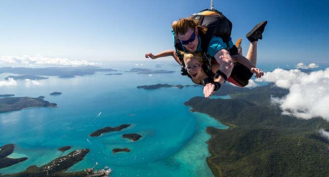 Skydive over the coastline