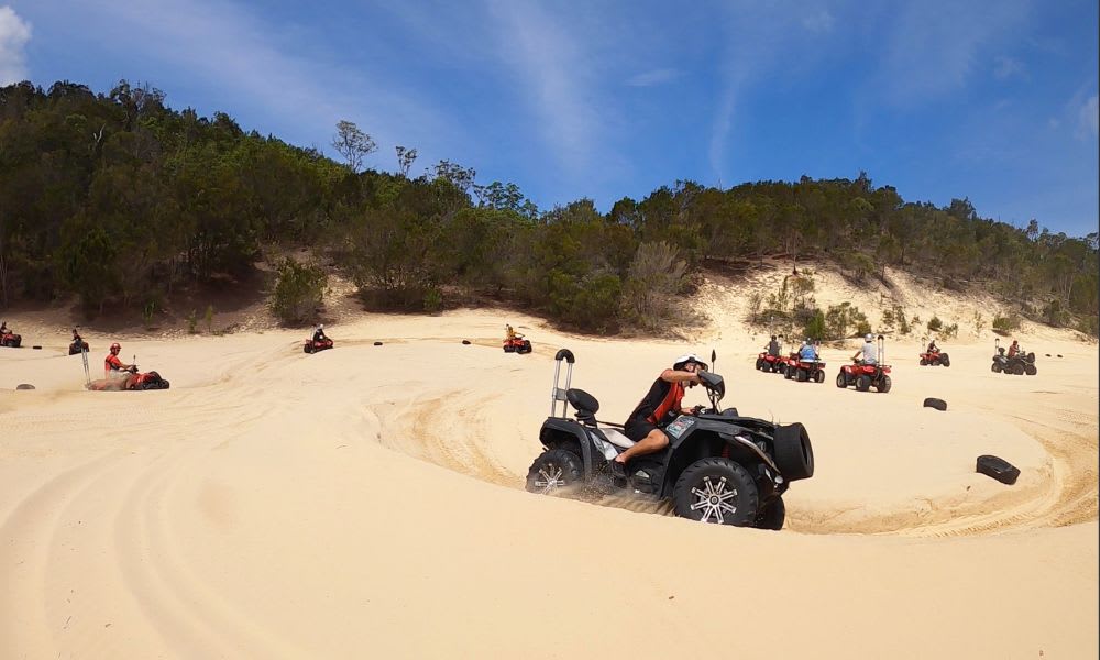 Moreton Bay Day Cruise with ATV Quad Bike Tour and Helicopter Ride