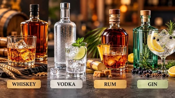 Whiskey, Vodka, Rum and Gin: What Makes Them Different?