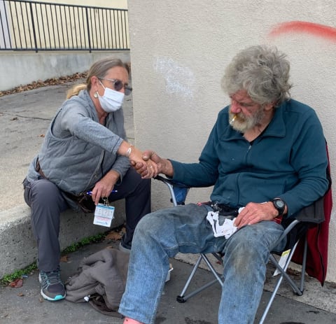 Cindy Cooper, RN, with patient