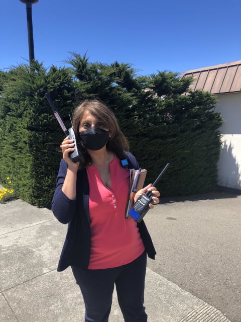 Person on satellite phone